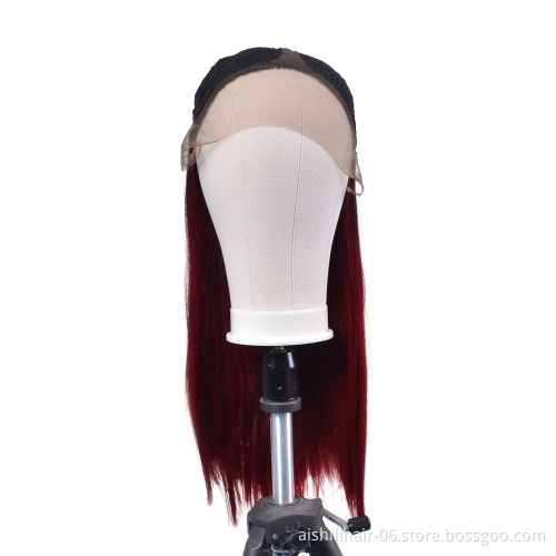 Aishili hot-selling wine long remy hair silky kinky straight hd 613 lace front synthetic wigs for black women